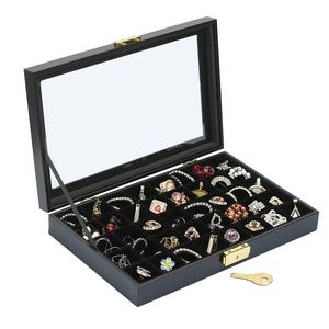 PU Leather Gold Plated Jewelry Organizer + Lock